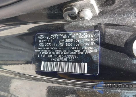 2017 Hyundai Veloster Turbo R-Spec from USA, damaged, VIN KMHTC6AE5HU308895